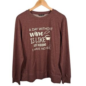 Lilicloth Wine Graphic Sweatshirt‎ Crew Neck Pullover Top Plus Sz XXL Outdoor